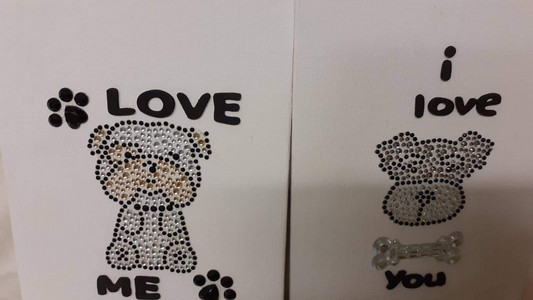 Josie, Dotty dogs, canvas & card mixed media.jpeg